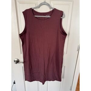 Eileen Fisher Tank Dress‎ Sleeveless Casual Stretch Knit Maroon XL z2